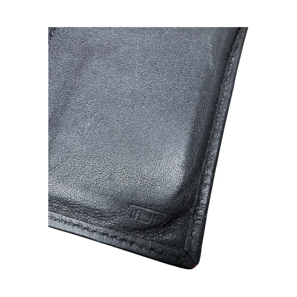 Tumi Mens Black Leather Slim Bifold Wallet with ID Window and Card Slots